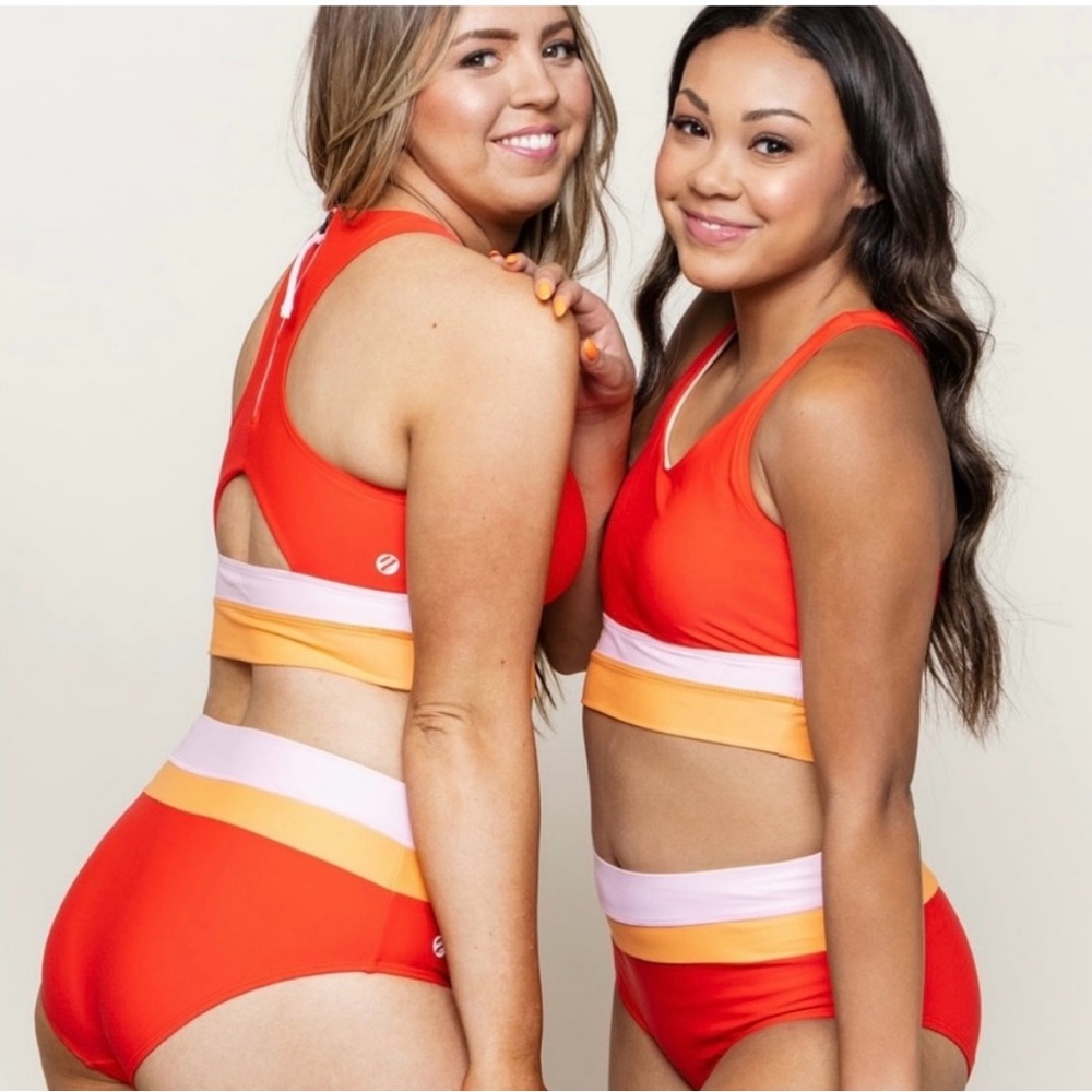 NWT Nani Color Block High Waisted Swim Bottoms